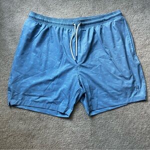 Mugsy Swim Trunks Mens XXL Blue Palm Trees Elastic Waist Pockets Lined LikeNew